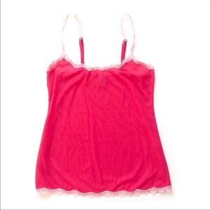 Victoria’s Secret VS Y2K 2000s Pink Lace Contrast Cami Mesh tank top Lingerie